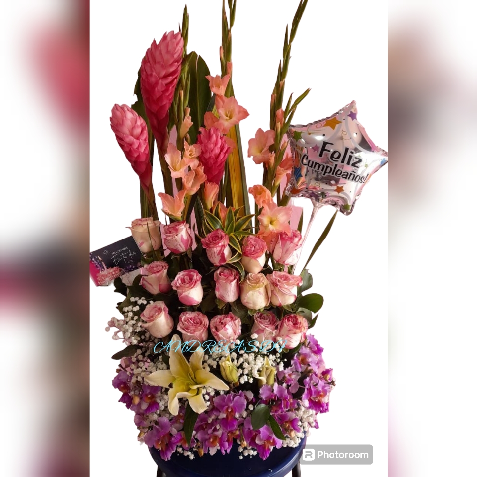 arreglo 15 años rosado