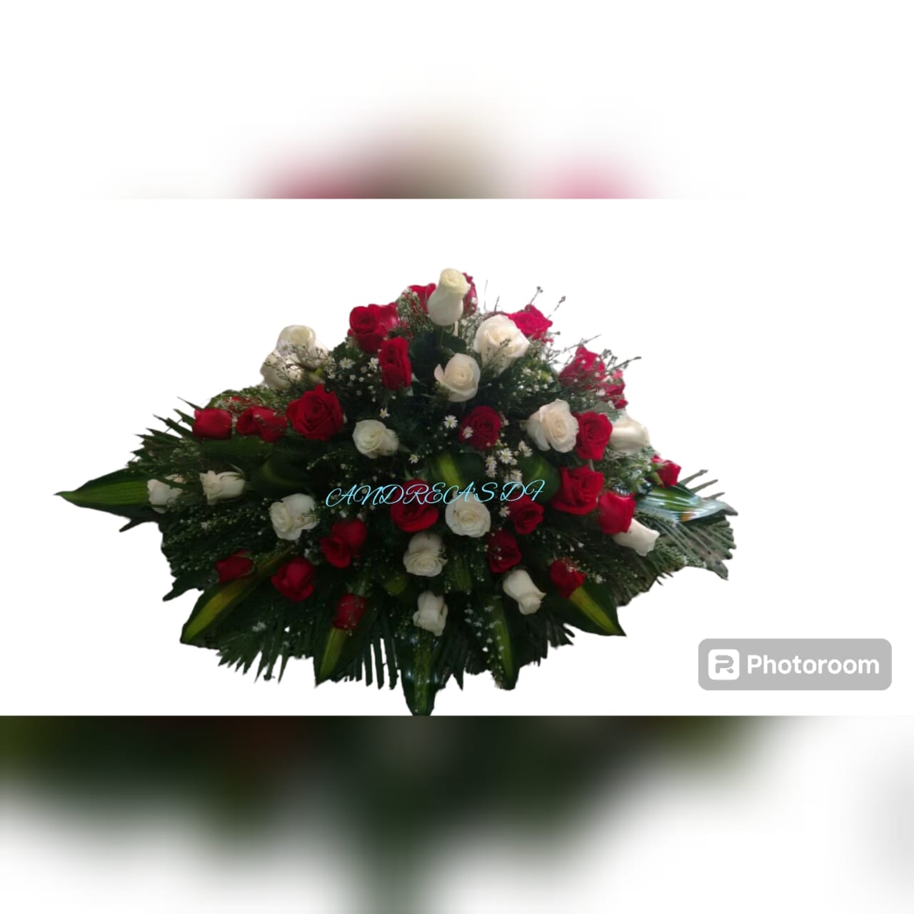 fúnebre cubre caja rosa roja y blanca #17
