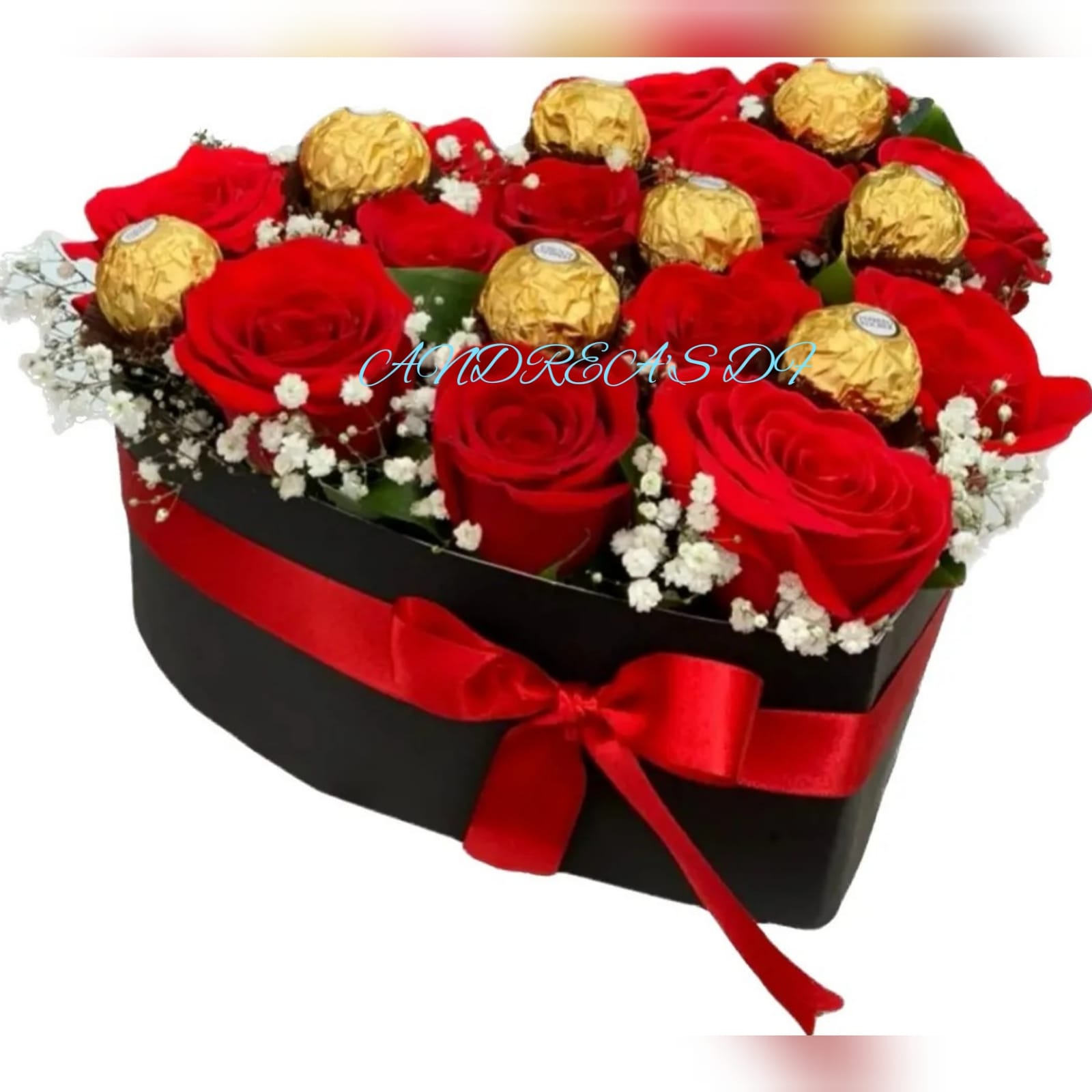 corazón en rosa roja y Ferrero